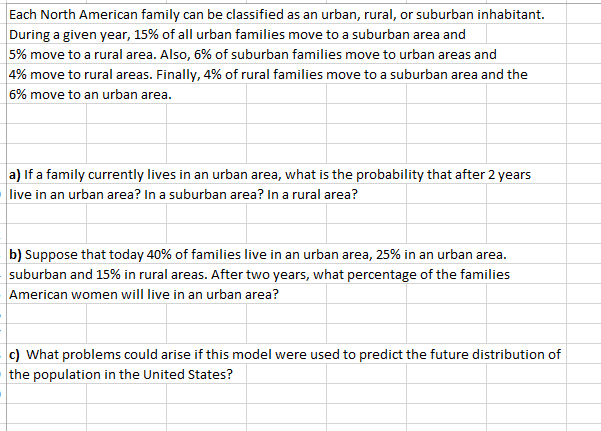 Please develop the exercise in excel step step indicating how the transition