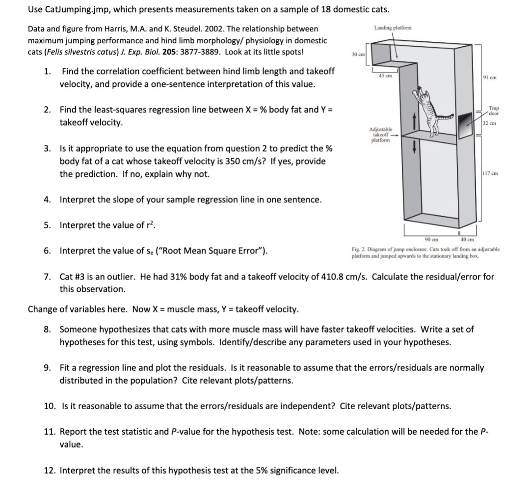 Please help me with this homework assignment, thank you! Use CatJumping.jmp, which