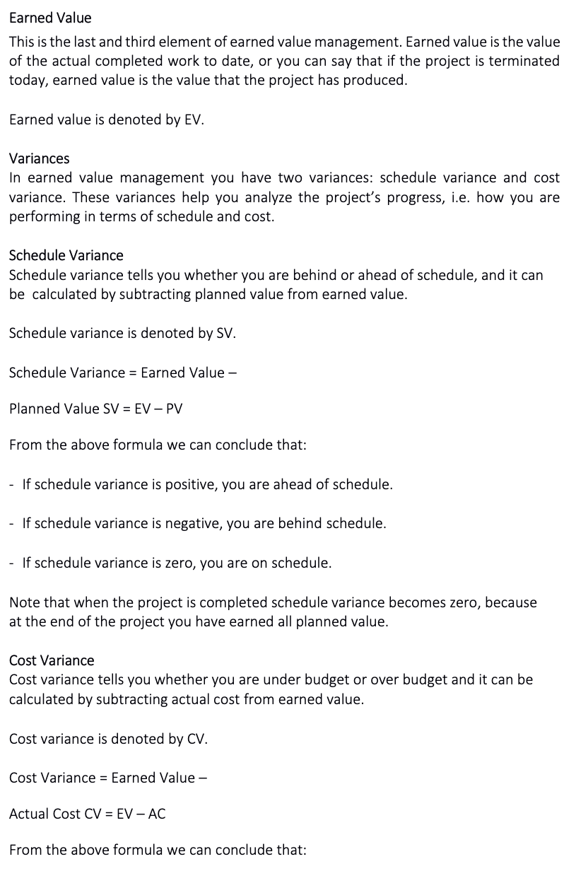 (EVM) in its various forms is a commonly used method of performance