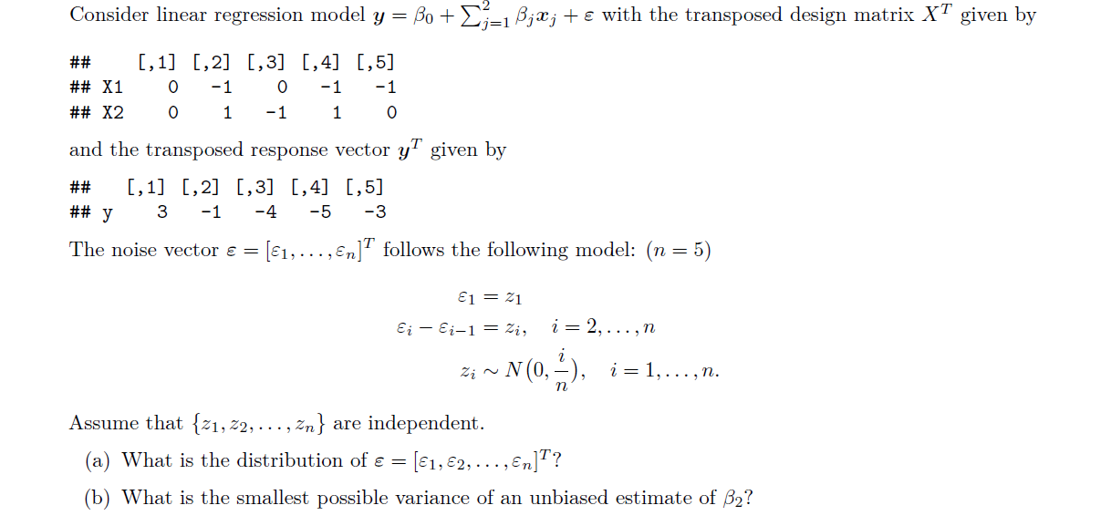  Consider linear regression model 3; : n + 23:1 jmj +