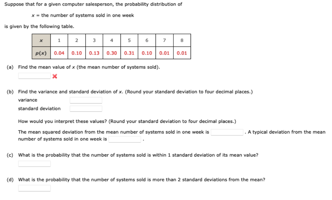 answer all questions with explanation Suppose that for a given computer salesperson,