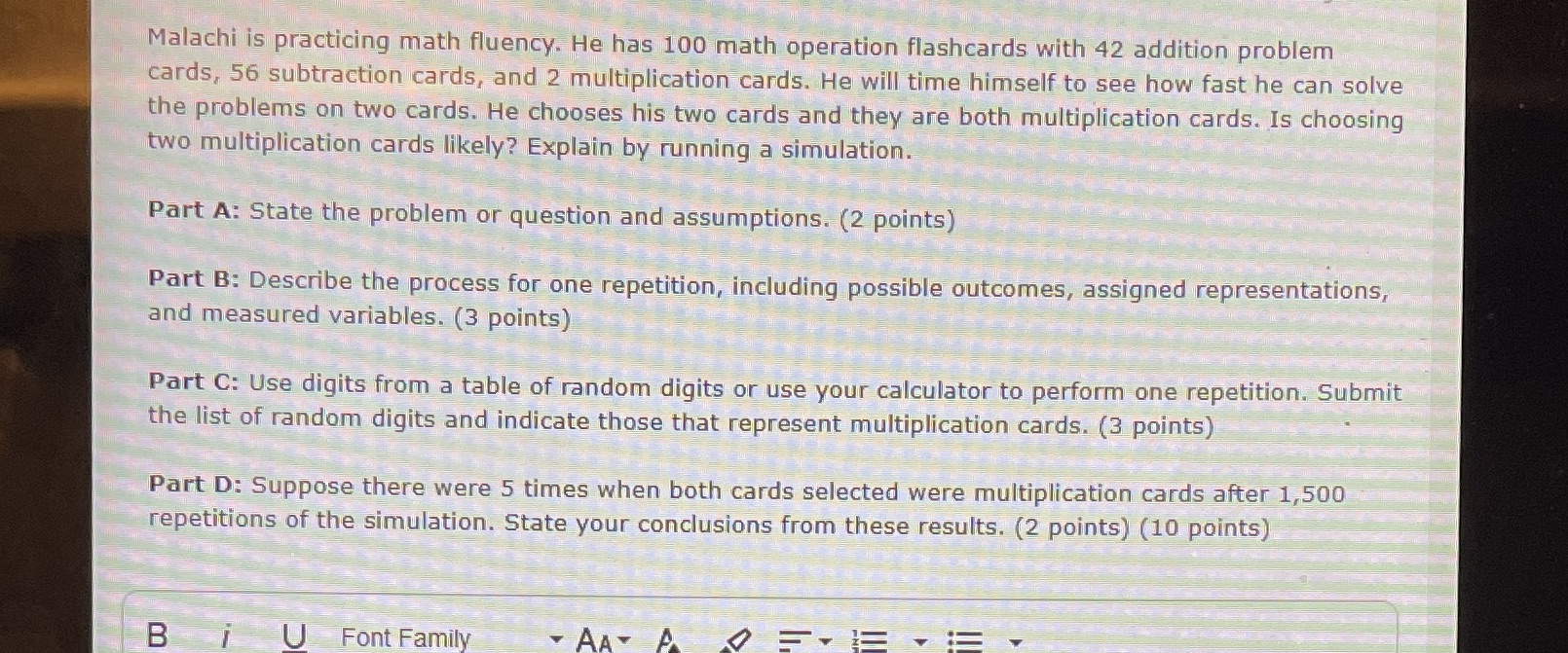 Help please Malachi is practicing math fluency. He has 100 math operation