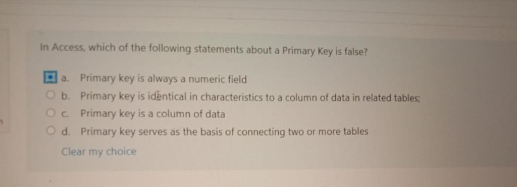 "first row contains field names' Clear my choice022 Question 39 As project