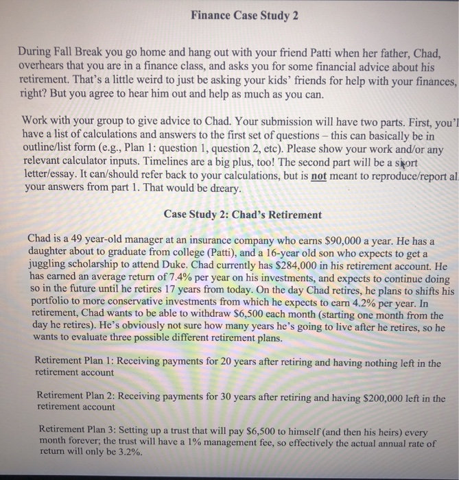  Finance Case Study 2 During Fall Break you go home and