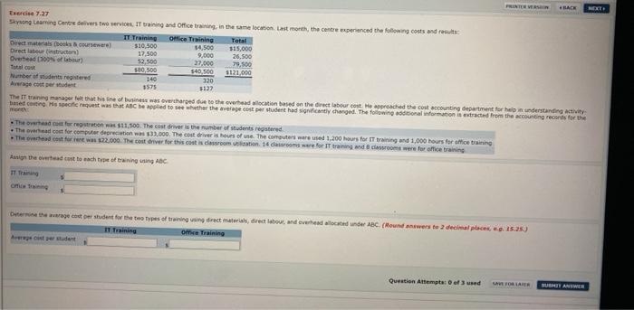  FRIVERS NEXT Exercise 7.27 Skyong aming Centers two services, IT training