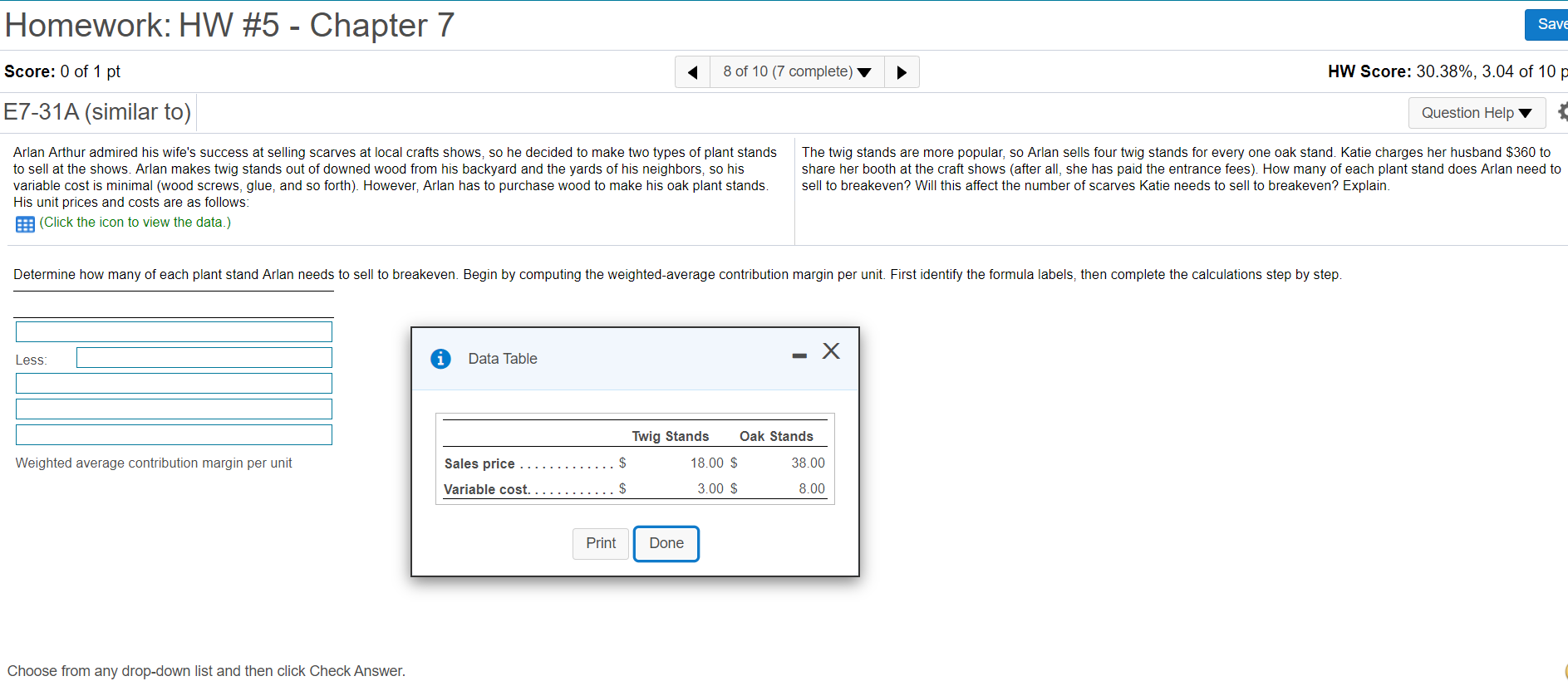 All parts please Homework: HW #5 - Chapter 7 Save Score:
