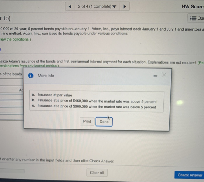 Inc., issued $540,000 of 20-year, 5 percent bonds payable on January 1.