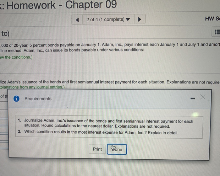 Adam, Inc., pays interest each January 1 and July 1 and amortizes