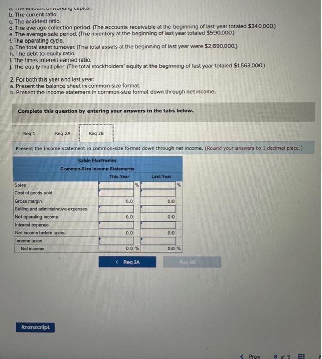 income statement in common-size format down through net income. Complete this question