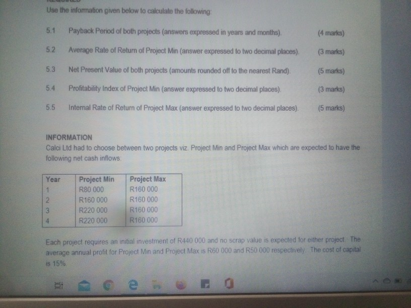  please help with question 5 and please show workings Use the