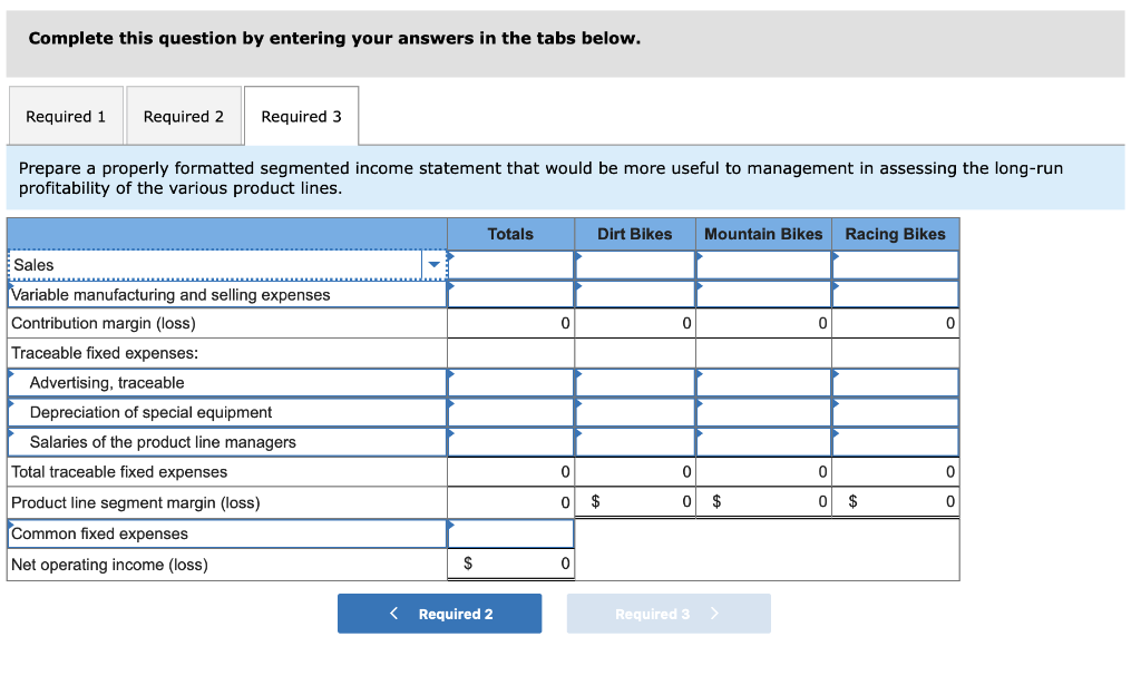 Exercise 11-2 (Algo) Dropping or Retaining a Segment [LO11-2] The Regal Cycle