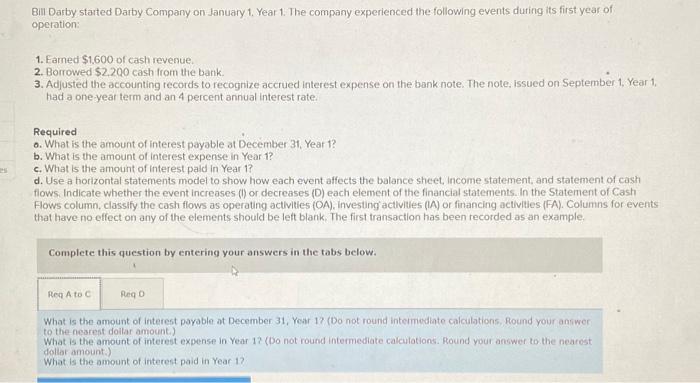 please help couldnt see the answer last time Bill Darby started Darby