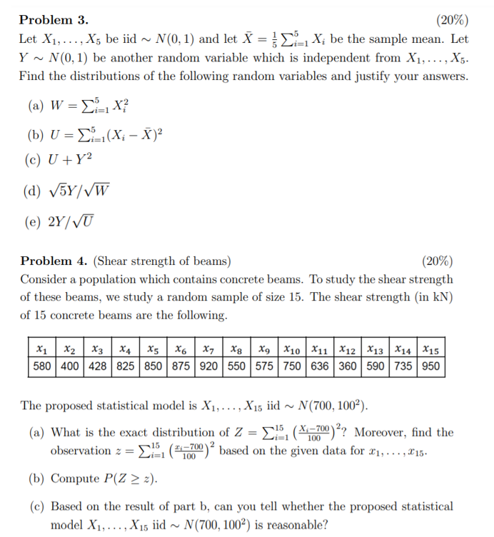 Problem 3. (20%) Let X1, .... Xs be iid ~ N(0,