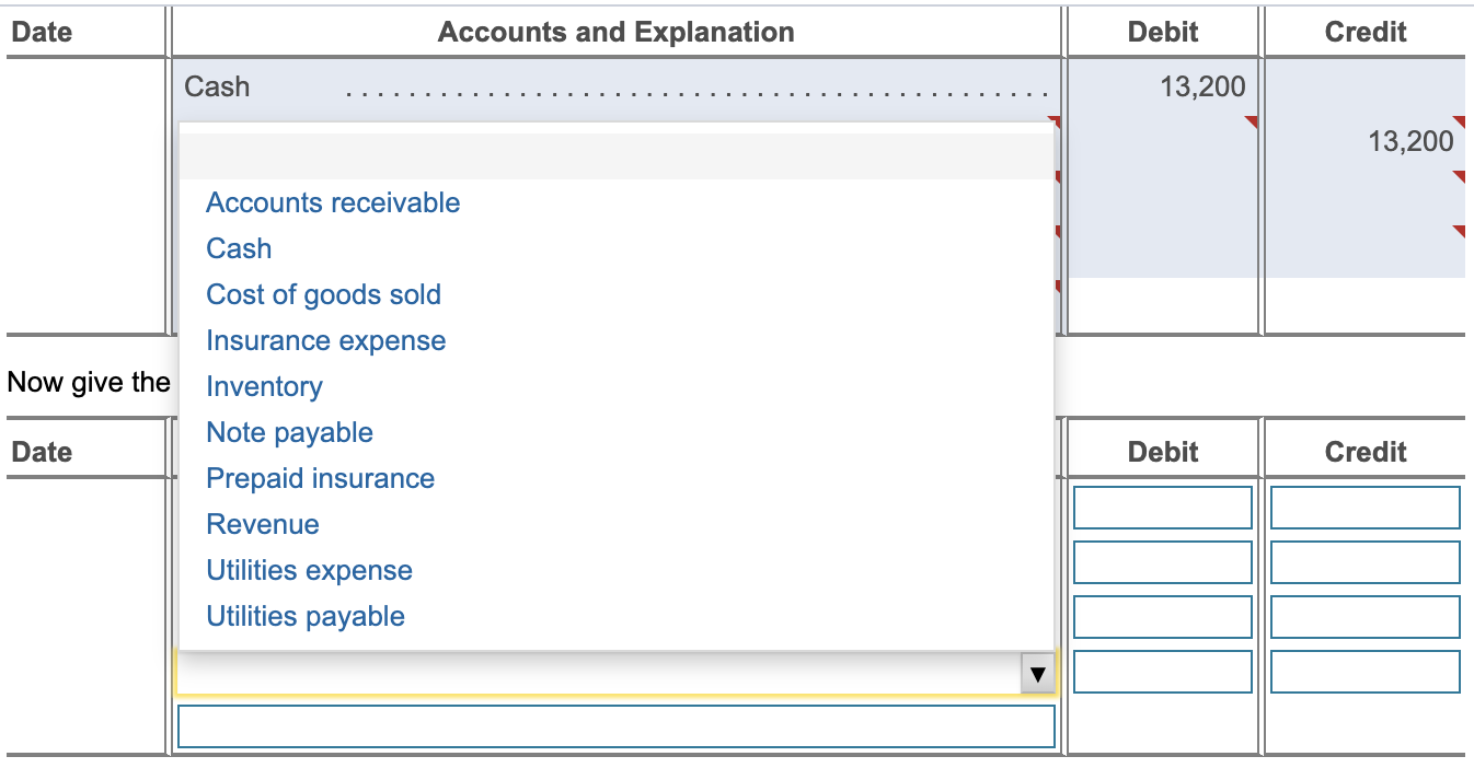 answers. I have provided the options for the second (Account and Explanation)