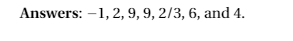 9, 2/3, 6, and 4
