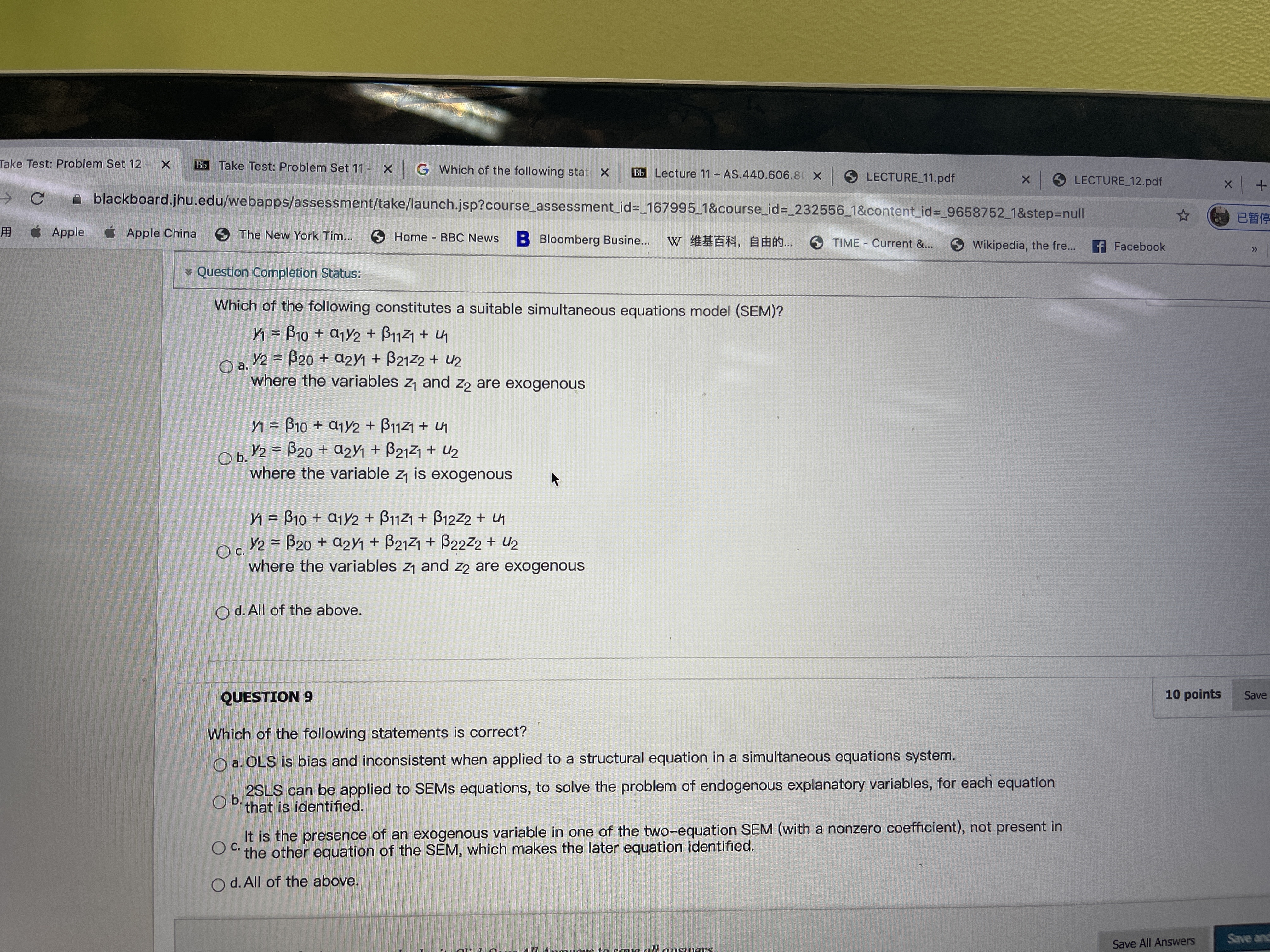  Take Test: Problem Set 12 - x Bb Take Test: Problem