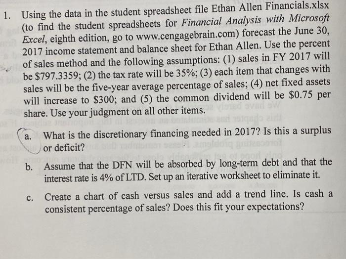  1. Using the data in the student spreadsheet file Ethan Allen