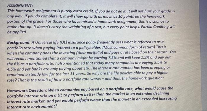  ASSIGNMENT: This homework assignment is purely extra credit. If you do