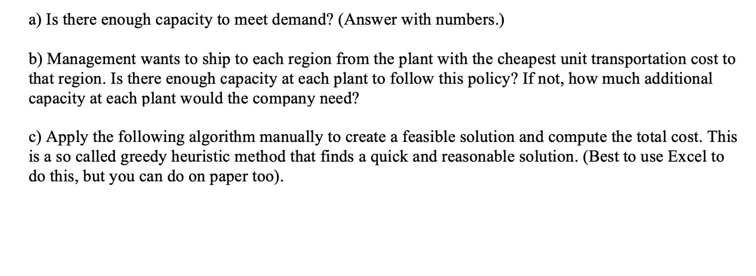 use the Excel file provided. A company ships their products from three