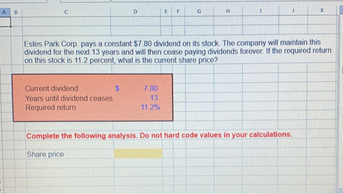  please enter excel formula thank you! B D E F G