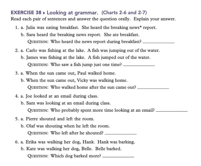 the simple past or past progressive form of the verbs in parentheses.