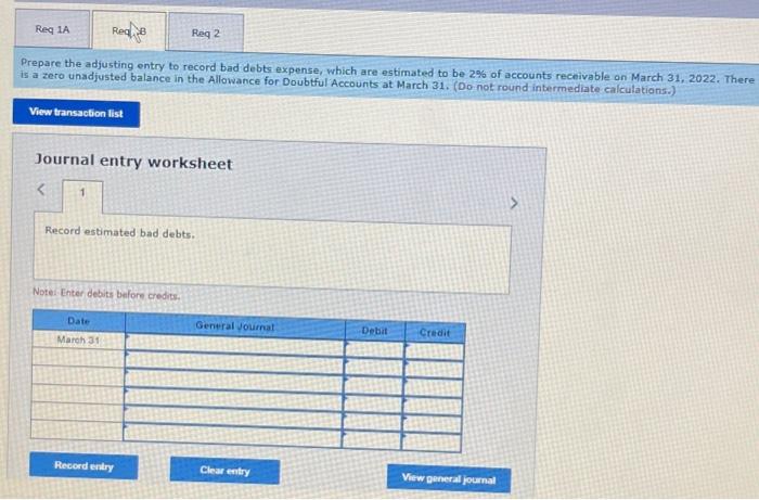 first three months of 2022 and that the Accounts Receivable balance on