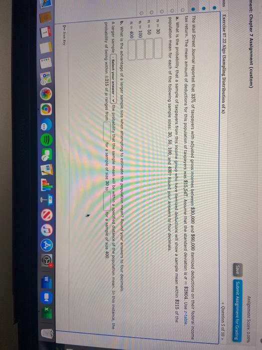  ment: Chapter 7 Assignment (custom) Assignment Score: 0.00% Save Submit Assignment