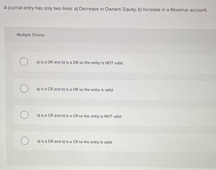 and b) is a CR so the entry is NOT valid O