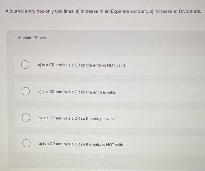 is NOT valid a) is a DR and b) is a CR