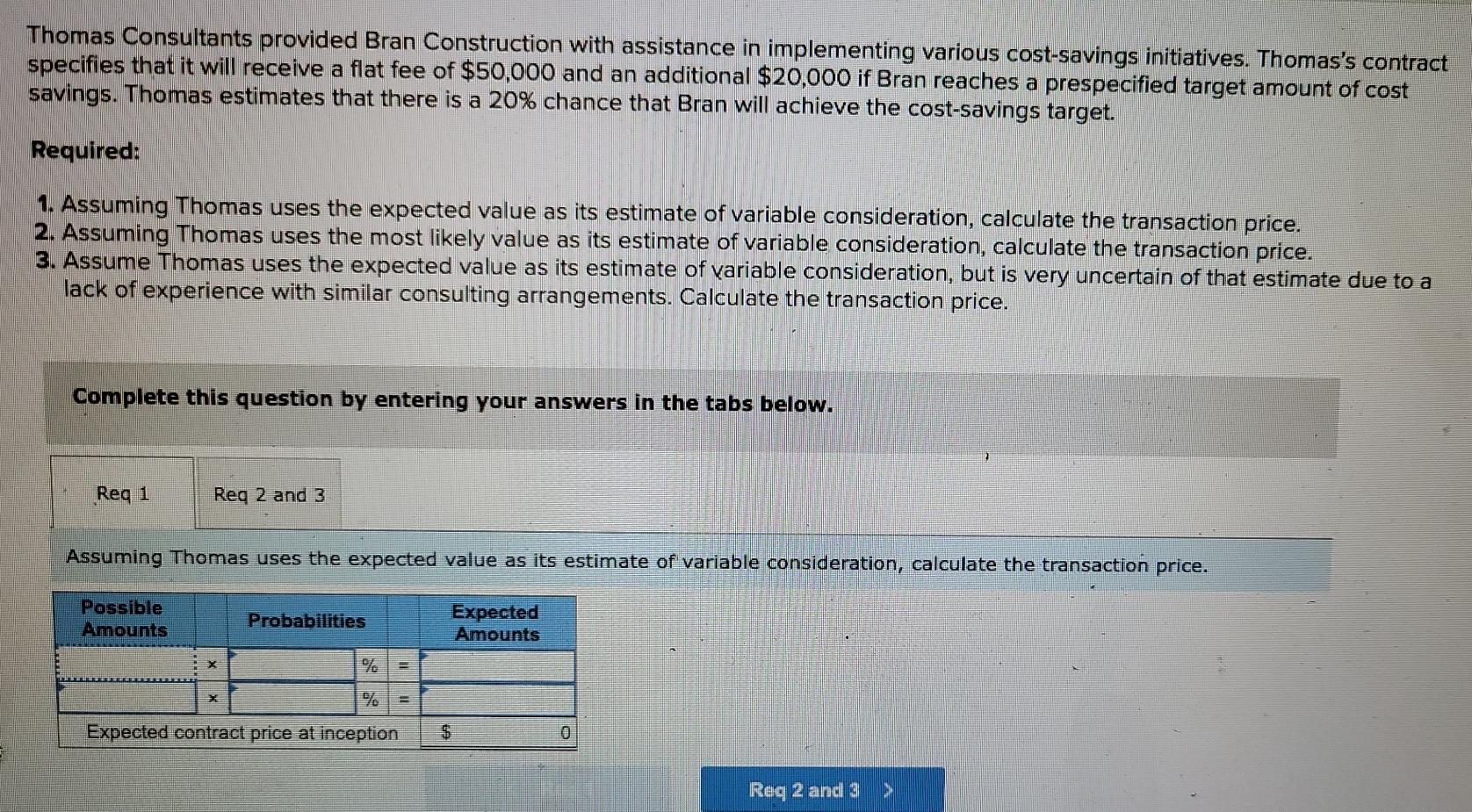 Thomas Consultants provided Bran Construction with assistance in implementing various cost-savings