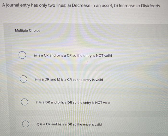 and b) is a CR so the entry is NOT valid a)