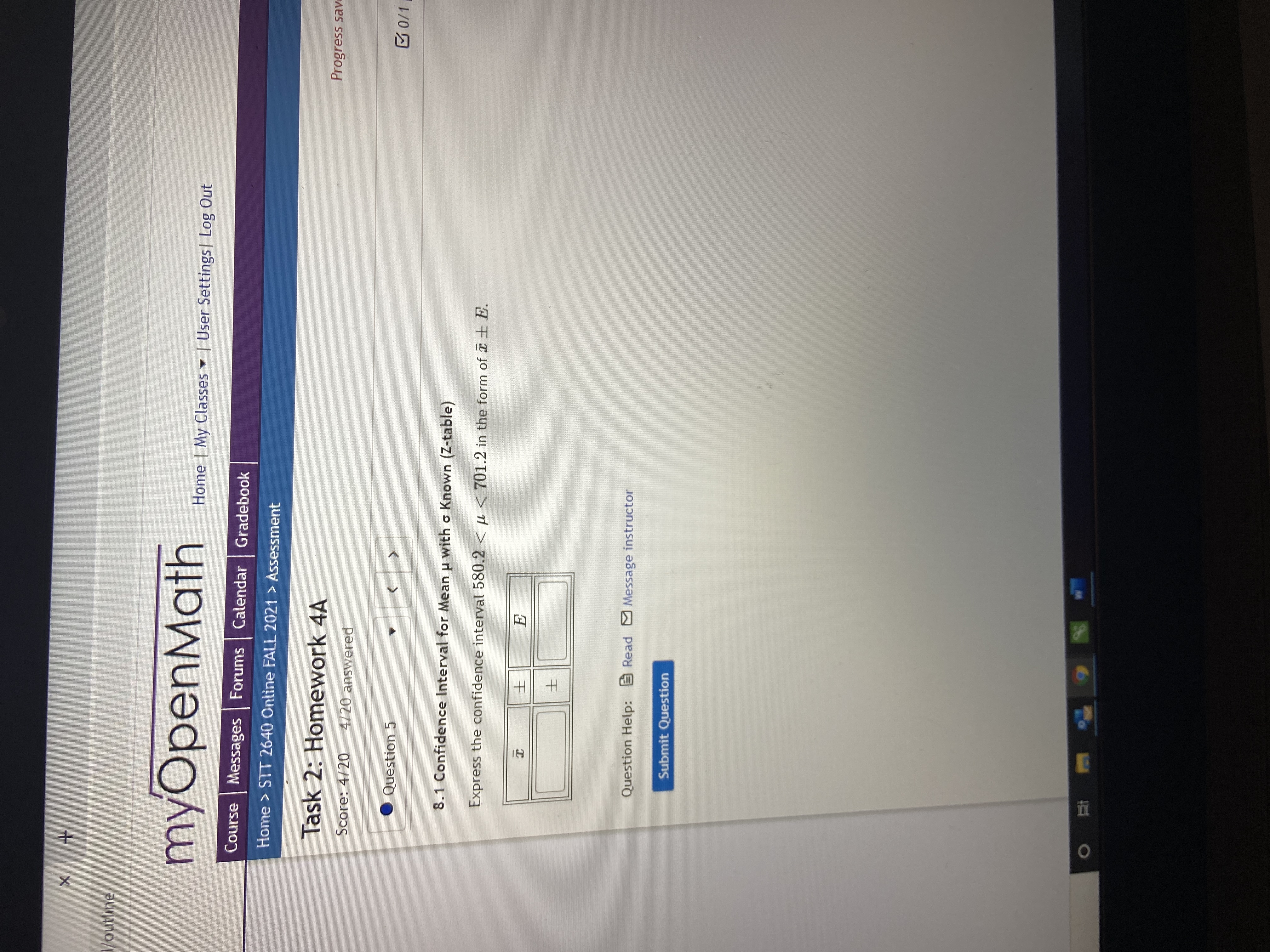  outline myOpenMath Home | My Classes . | User Settings |