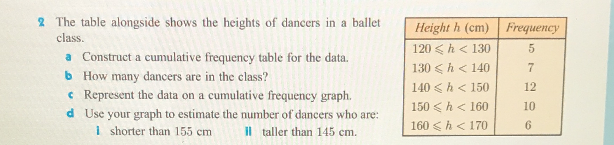 please explain if you can 2 The table alongside shows the heights