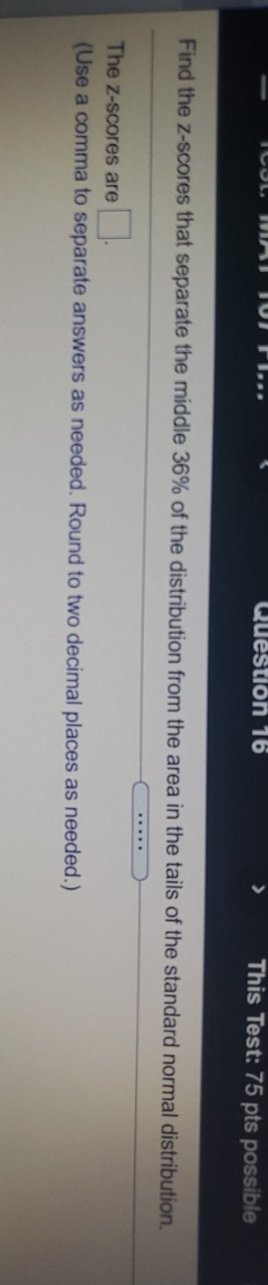 pls help with hw question lestion 16 This Test: 75 pts possible