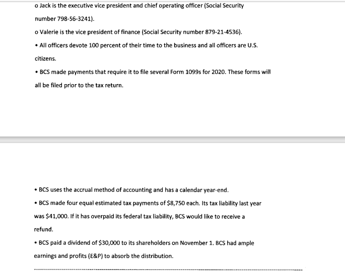 - Corporation Tax Return: Fall 2021 Required: . Complete Bell Construction Solutions