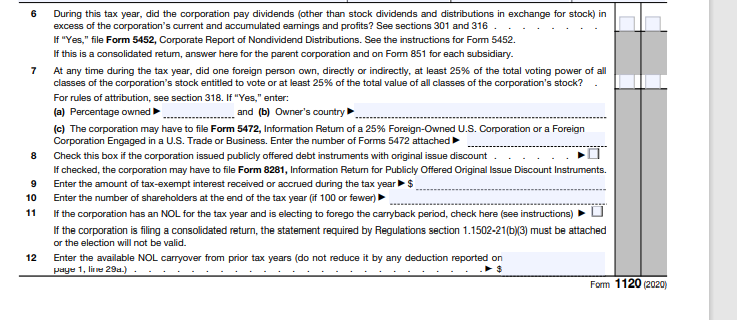 Forms 1125-A and 1125-E are not required. If any information is missing,