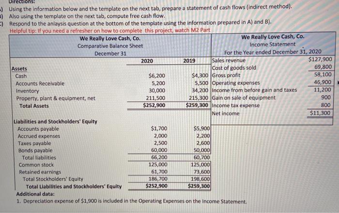  Directions: =) Using the information below and the template on the