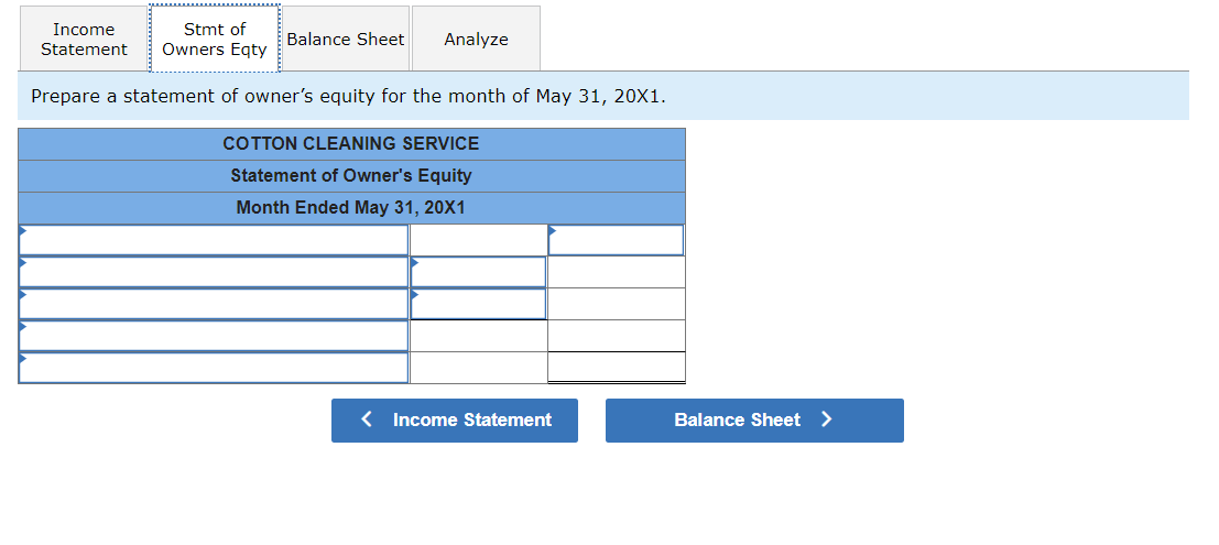 the transactions of Cotton Cleaning Service during May. The business is owned