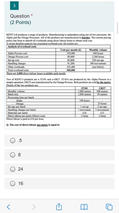  3 3 Question (2 Points) KENT Led produces a range of