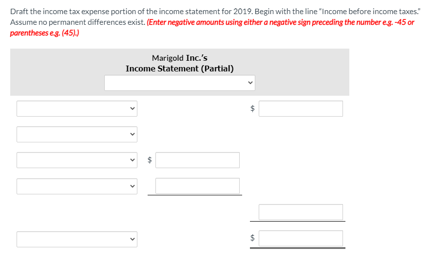 Marigold Inc.s only temporary difference at the beginning and end of 2019