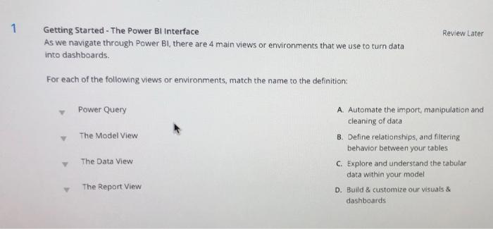 please need help reviewing 1 Review Later Getting Started - The Power