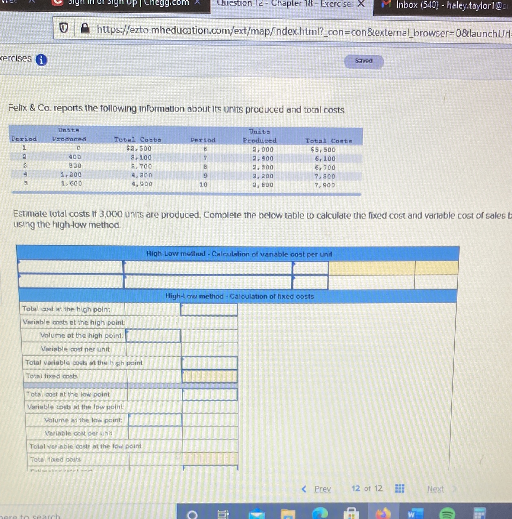 chegg.com Question 12 - Chapter 18 - Exercises X M Inbox