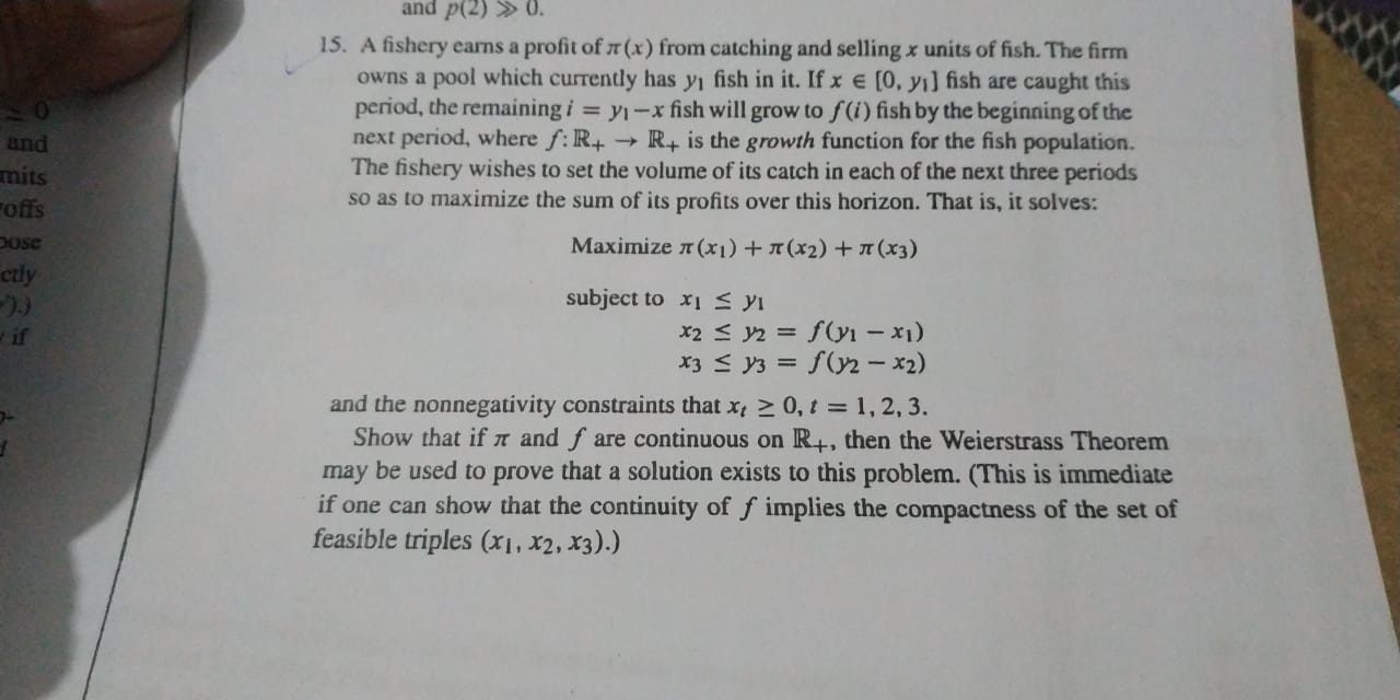 Solve the Following Question. and p(2) > 0. 15. A fishery earns