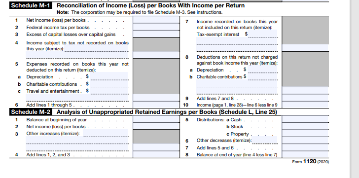line on the first page of Form 1120. Forms 1125-A and 1125-E