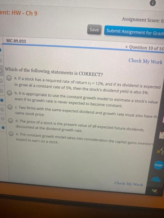  ent: HW - Ch 9 Assignment Score: 0 Save Submit Assignment