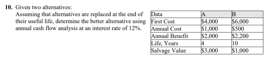  No excel and please write clearly. Thank you. 10. Given two