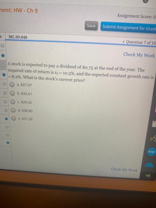  ment: HW - Ch 9 Assignment Score: 0 Save Submit Assignment