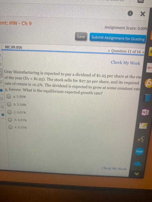  0 x ent: HW - Ch 9 Assignment Score: 0.00% Save