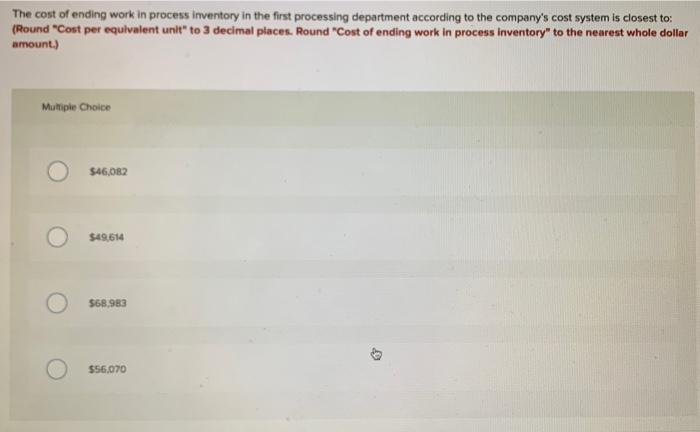 Deta concerning the first processing department for the most recent month are