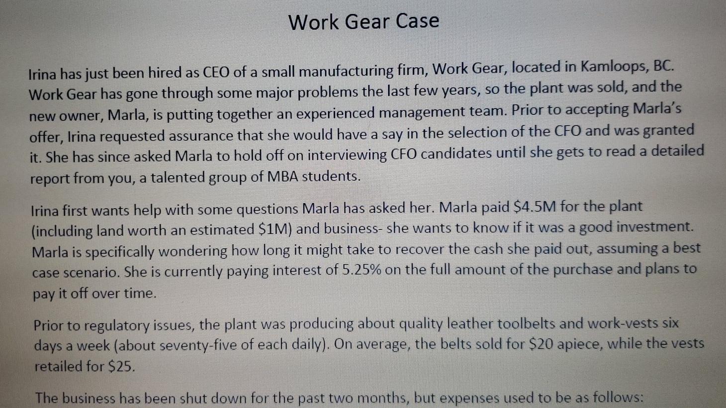 Case study. 1 2 3 4 please provide answers with complete details.